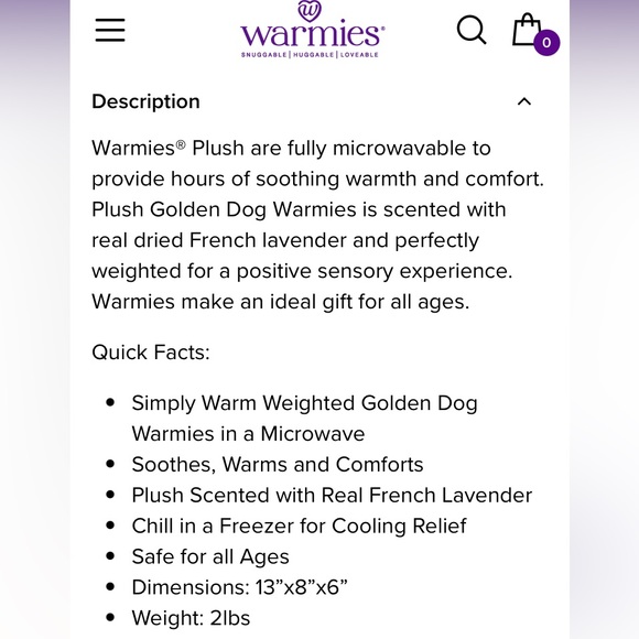 WARMIES Golden Dog 🐕 Hot/Cold Stuffed Animal w/ built-in Heating Pad  Scented! - Picture 2 of 16